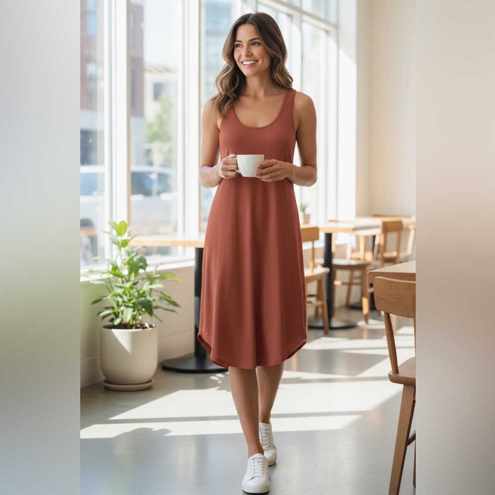 LEITH ORANGE TANK SHIFT DRESS